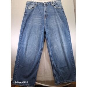 UH Denim Jeans Women Super‎ Baggy Pockets Y2k Wide Leg High Rise Size 38